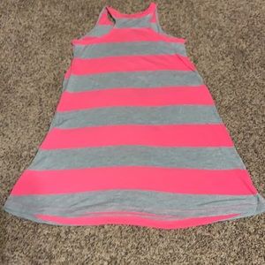 EUC girls gray and pink striped tank top dress